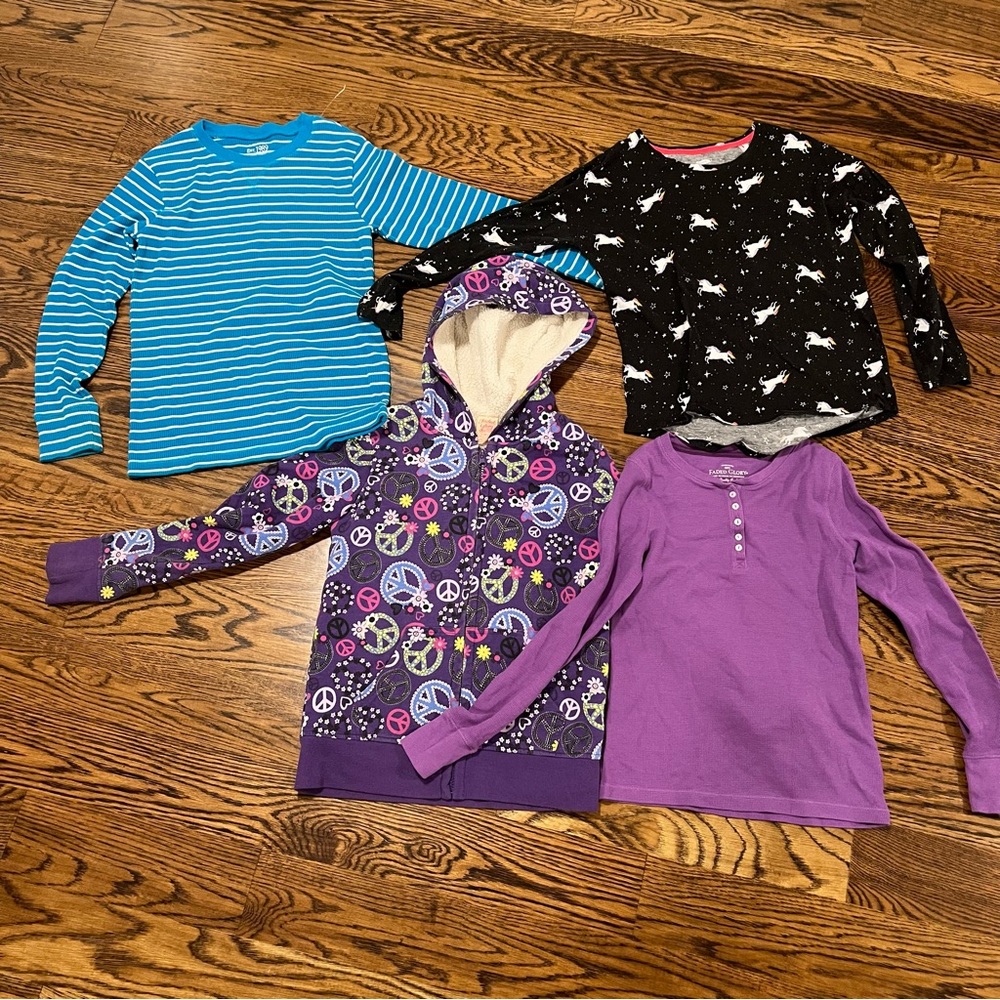 Girls Lot Purple Peace Sign Hoodie and Tees Set